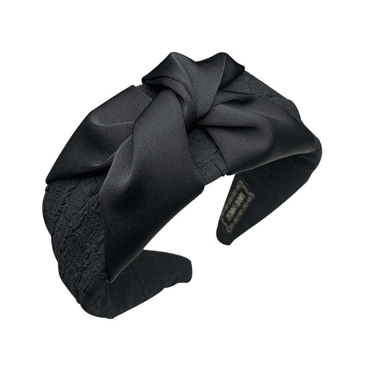 Black Fabric Bow Headband with Textured Band - product view 5
