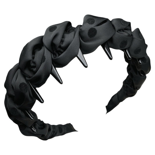 Polka Dot Gathered Fabric Headband with Comb Teeth - product view 5